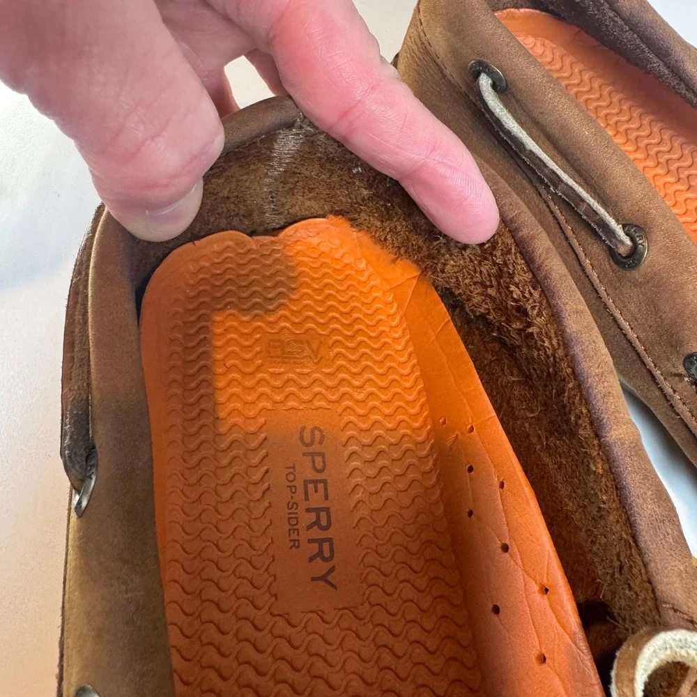 Sperry Top-Sider Boat Shoes Mens 10 Tan Leather Moc Toe Loafers Preppy Old Money